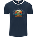 A Frog Hiking in the Mountains Trekking Mens Ringer T-Shirt FotL Navy Blue/White