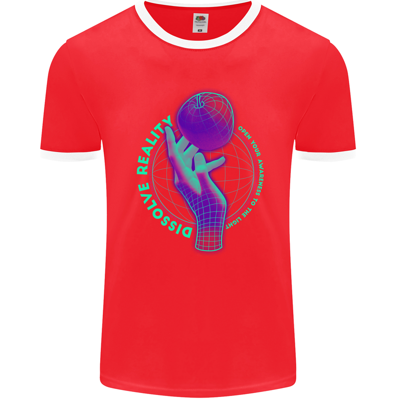 Dissolve Reality Mental Awareness Mens Ringer T-Shirt FotL Red/White