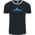 Great White Shark Scuba Diver Diving Mens Ringer T-Shirt FotL Black/White