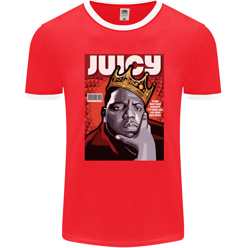 Juicy Rap Music Hip Hop Rapper Mens Ringer T-Shirt FotL Red/White