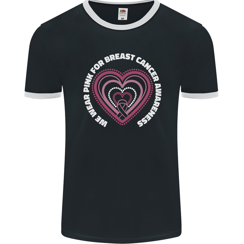 Breast Cancer Awareness I Wear Pink Mens Ringer T-Shirt FotL Black/White