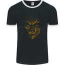 Demon Skull Devil Satan Grim Reaper Gothic Mens Ringer T-Shirt FotL Black/White