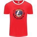 Vitamin Ski Funny Skiing Sloth Mens Ringer T-Shirt Red/White