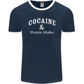 Cocaine and Protein Shakes Gym Drugs Funny Mens Ringer T-Shirt FotL Navy Blue/White