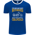 Being a Grandad Biker Motorcycle Motorbike Mens Ringer T-Shirt FotL Royal Blue/White