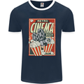 Retro Cinema Movie Night Films & TV Mens Ringer T-Shirt FotL Navy Blue/White