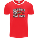 Biker Loud Pipes Saves Lives Motorcycle Mens Ringer T-Shirt FotL Red/White