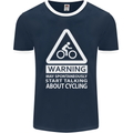 May Start Talking About Cycling Cyclist Mens Ringer T-Shirt FotL Navy Blue/White