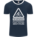 May Start Talking About Cycling Cyclist Mens Ringer T-Shirt FotL Navy Blue/White