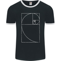 Fibonacci Spiral Golden Geometry Maths Mens Ringer T-Shirt FotL Black/White