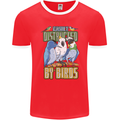 Easily Distracted by Bird Watching Mens Ringer T-Shirt FotL Red/White