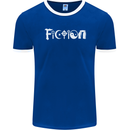 Fiction Funny Atheist Atheism Irreligious Mens Ringer T-Shirt FotL Royal Blue/White