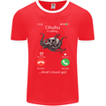 Cthulhu Is Calling Funny Kraken Mens Ringer T-Shirt FotL Red/White