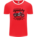 Legendary Motorcycles Biker Cafe Racer Mens White Ringer T-Shirt Red/White