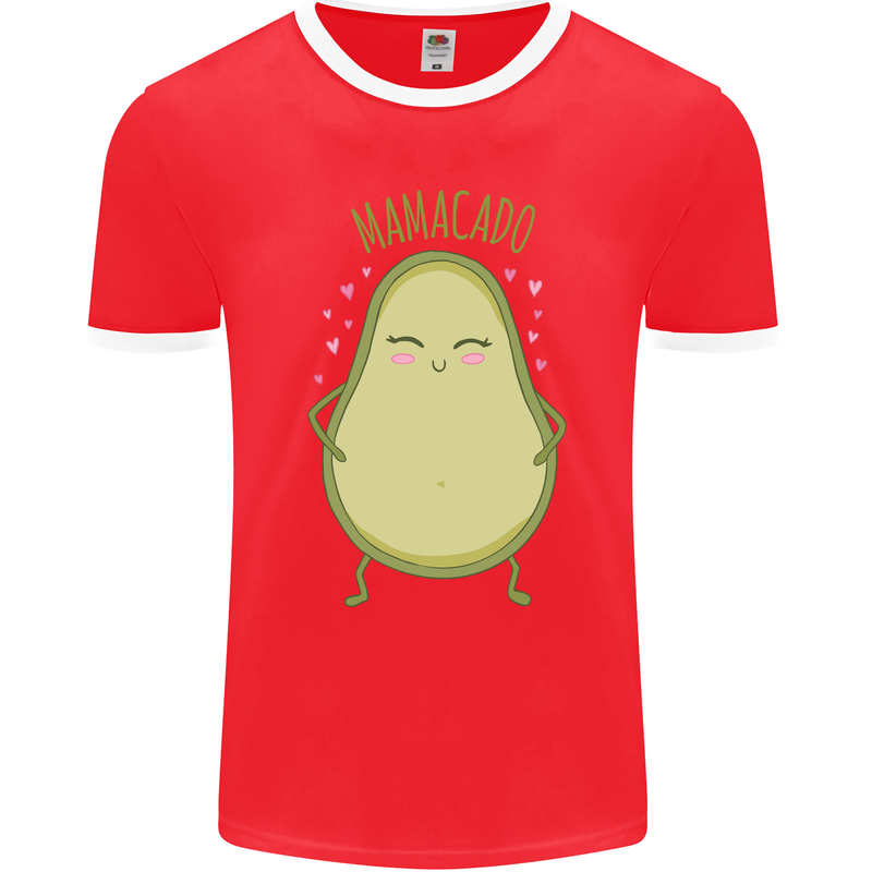 Funny Mother's Day Mamacado Avacado Mens Ringer T-Shirt FotL Red/White