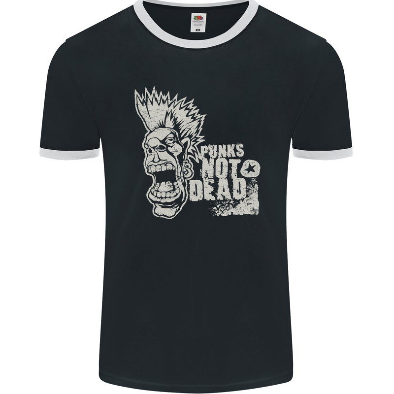 Punk's Not Dead Punk Rock Music Mens Ringer T-Shirt FotL Black/White