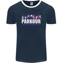 Parkour Free Running the Art of Movement Mens Ringer T-Shirt FotL Navy Blue/White