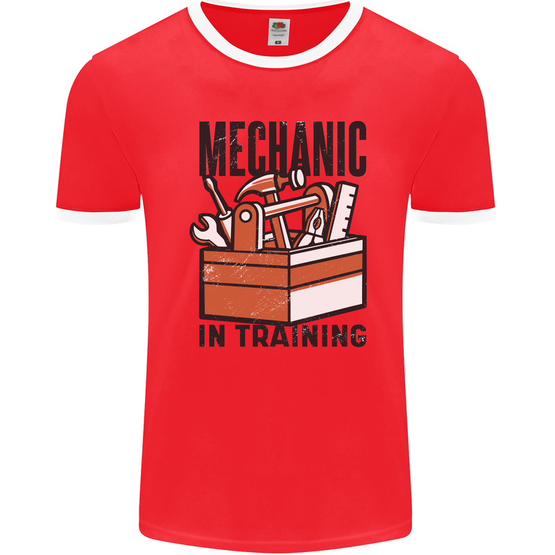 Mechanic in Training Funny Mens Ringer T-Shirt FotL Red/White