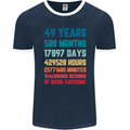 49th Birthday 49 Year Old Mens Ringer T-Shirt FotL Navy Blue/White