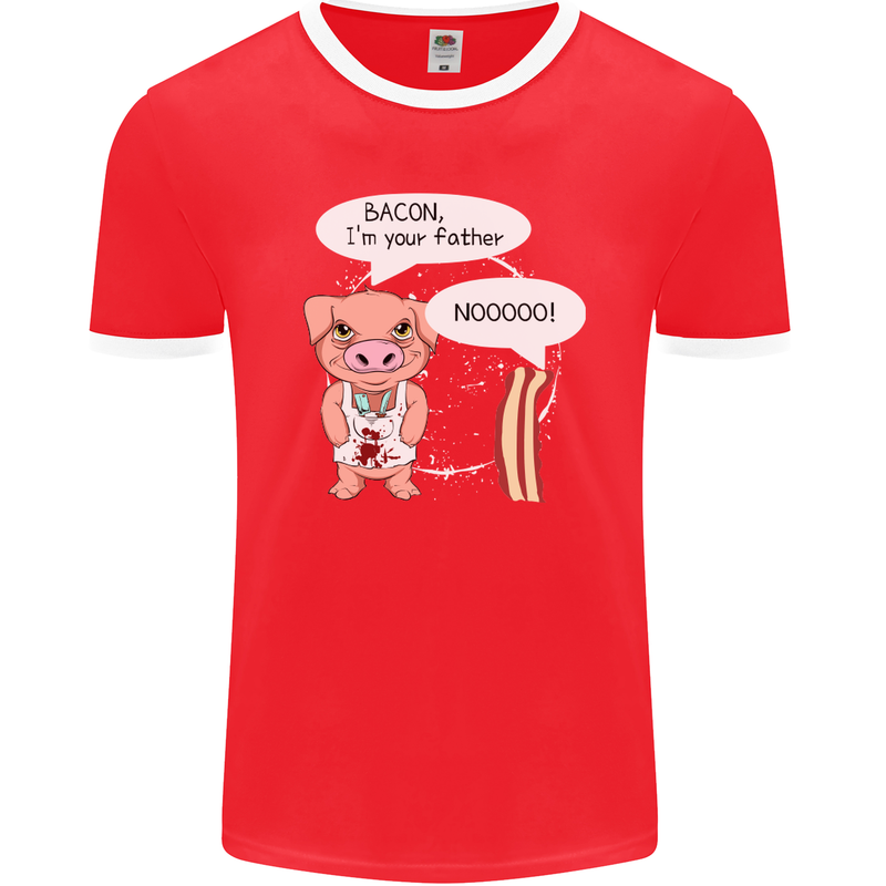 Bacon I'm Your Father Funny Food Diet Mens Ringer T-Shirt FotL Red/White