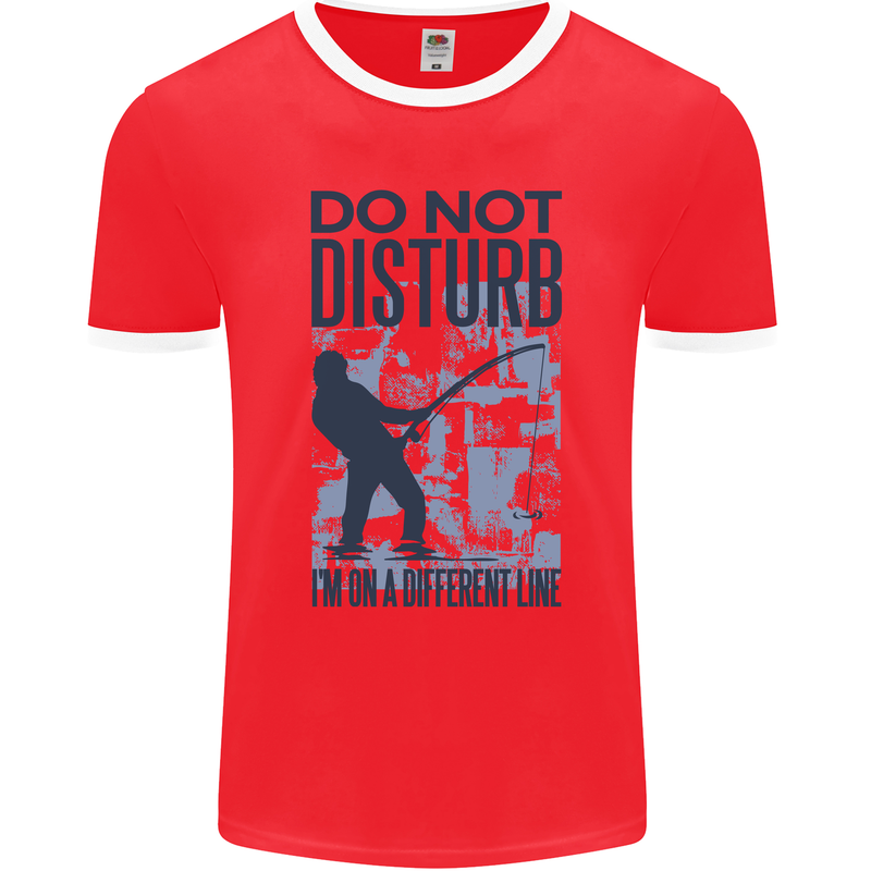 Fishing Do Not Disturb Funny Fisherman Mens Ringer T-Shirt FotL Red/White