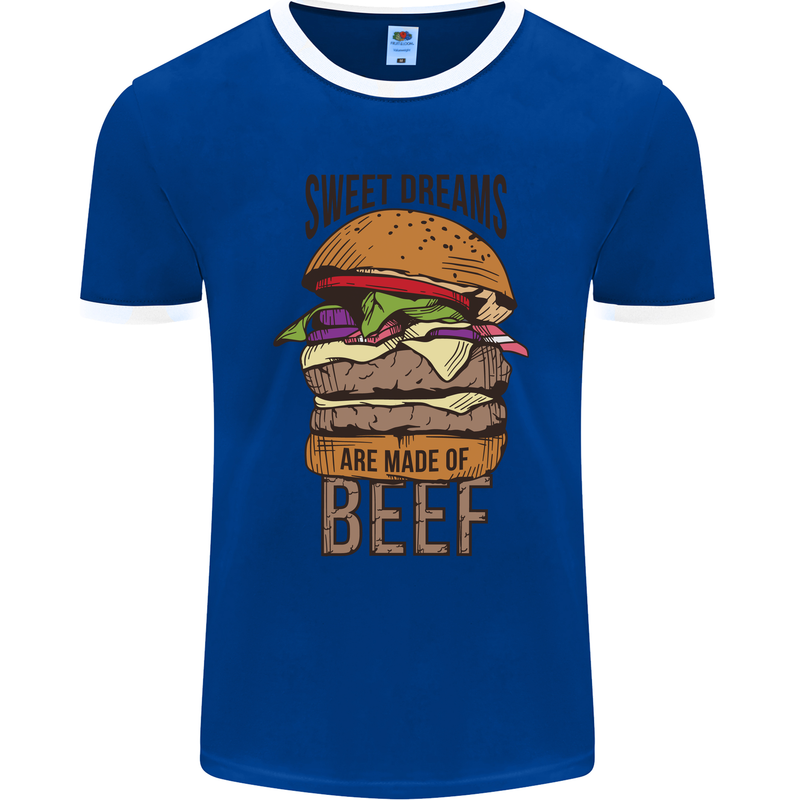 Sweet Dreams are Made of Beef BBQ Chef Mens Ringer T-Shirt FotL Royal Blue/White