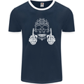 Sugar Skull Finger Flip Rude Offensive Mens Ringer T-Shirt FotL Navy Blue/White