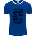 Control Freak Funny Gaming Gamer Mens Ringer T-Shirt FotL Royal Blue/White