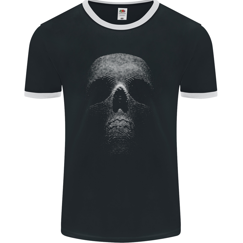 Skull Made of Circles Mens Ringer T-Shirt FotL Black/White