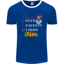 Good Naughty I Tried Funny Christmas Xmas Mens Ringer T-Shirt FotL Royal Blue/White