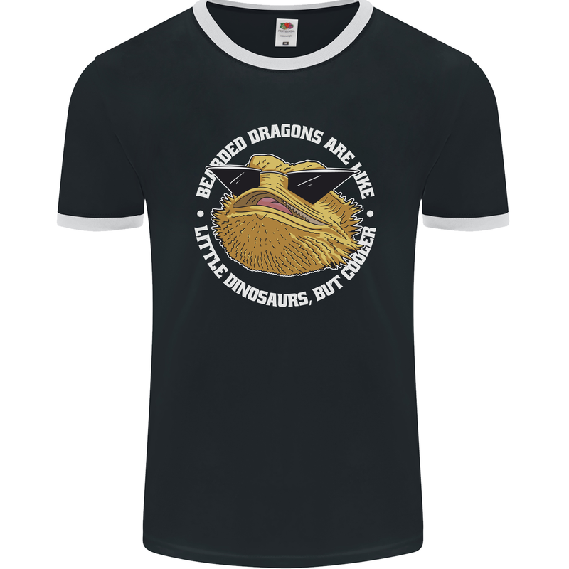 Bearded Dragons Like Little Dinosaurs Mens Ringer T-Shirt FotL Black/White
