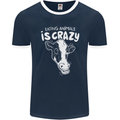 Eating Animals Is Crazy Vegetarian Vegan Mens Ringer T-Shirt FotL Navy Blue/White