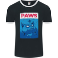 Paws Funny Cat and Goldfish Parody Mens Ringer T-Shirt FotL Black/White