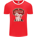 Christmas Maltese Funny Santa Paws Xmas Mens Ringer T-Shirt FotL Red/White