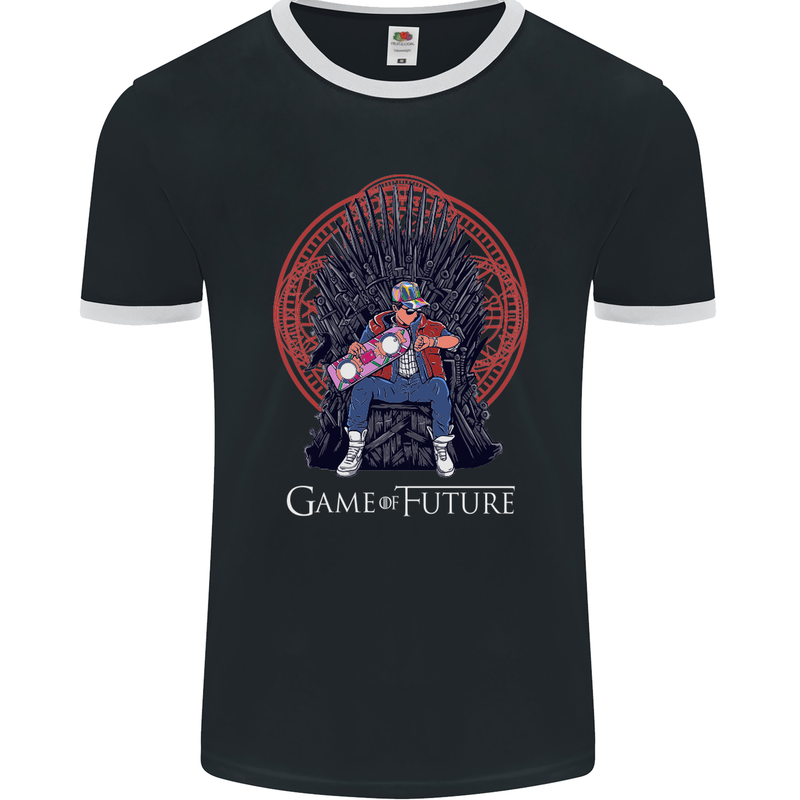 Game of Future Funny Movie Parody Mens Ringer T-Shirt FotL Black/White