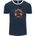 Samurai Cthulhu Kraken Mens Ringer T-Shirt FotL Navy Blue/White