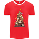 Christmas Sloth Tree Funny Xmas Mens Ringer T-Shirt FotL Red/White