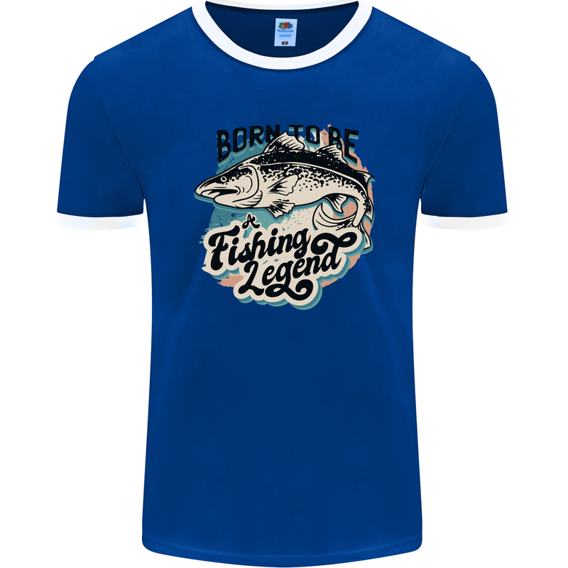 Born to Be a Fishing Legend Fisherman Mens Ringer T-Shirt FotL Royal Blue/White