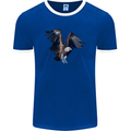 A Vulture Illustration Birds of Prey Mens Ringer T-Shirt FotL Royal Blue/White