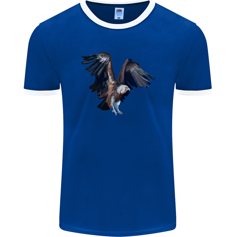 A Vulture Illustration Birds of Prey Mens Ringer T-Shirt FotL Royal Blue/White