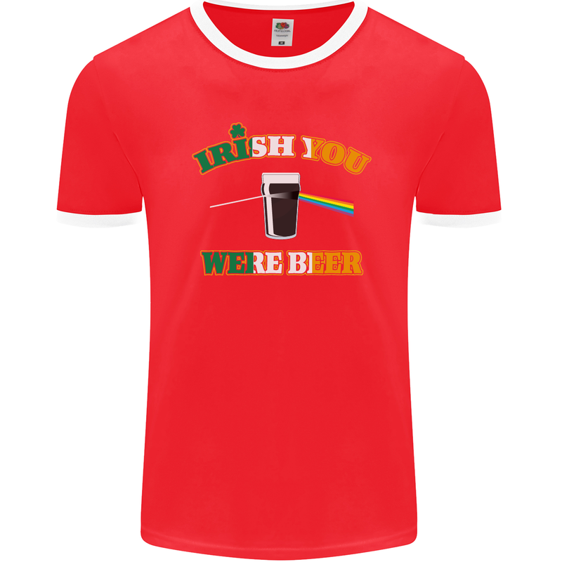 Irish You Were Beer St. Patrick's Day Beer Mens Ringer T-Shirt FotL Red/White