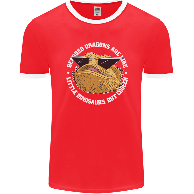 Bearded Dragons Like Little Dinosaurs Mens Ringer T-Shirt FotL Red/White