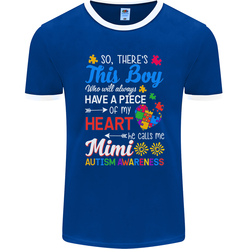Boy Calls Me Mimi Autistic Autism Awareness Mens Ringer T-Shirt FotL Royal Blue/White