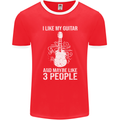 I Like My Guitar and 3 People Rock n Roll Mens Ringer T-Shirt FotL Red/White