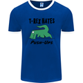 T-Rex Hates Push Ups Funny Gym Dinosaurs Mens Ringer T-Shirt FotL Royal Blue/White