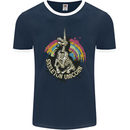 Skeleton Unicorn Skull Heavy Metal Rock Mens Ringer T-Shirt FotL Navy Blue/White