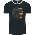 Futuristic USA Space Pilot Astronaut Mens Ringer T-Shirt FotL Black/White