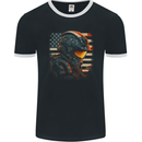 Futuristic USA Space Pilot Astronaut Mens Ringer T-Shirt FotL Black/White