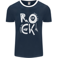 Rock Music Symbols Guitar Skull Mens Ringer T-Shirt FotL Navy Blue/White