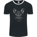 A Cat Face Mens Ringer T-Shirt FotL Black/White